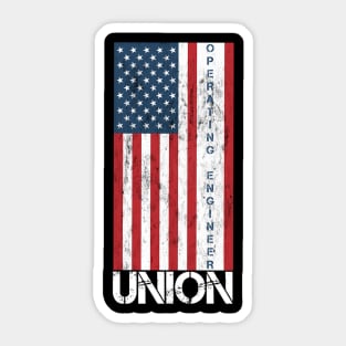 Patriotic American Flag Union Operating Engineer Sticker